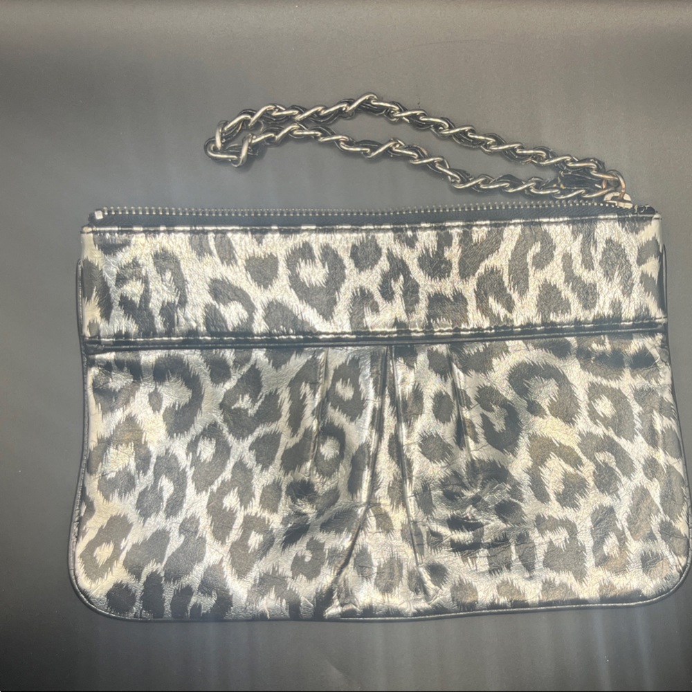 Leopard Print Chain Strap Clutch